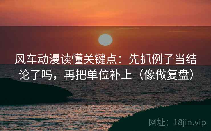风车动漫读懂关键点：先抓例子当结论了吗，再把单位补上（像做复盘）